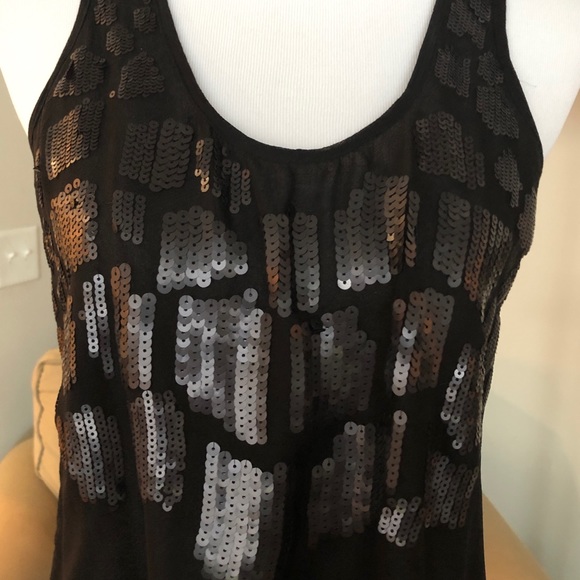 Black Silk Sequin Embellished Top - Picture 3 of 3